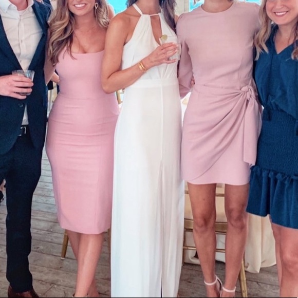 Halston White Split-front Chiffon Gown - Picture 2 of 2